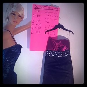 E!🎶🎶🎶Bejeweled pink and black strapless dress